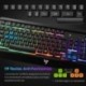 VicTsing Teclado Gaming Español USB, LED Rainbow Retroiluminación y Panel Completamente Metálico, Teclado QWERTY Español Idea