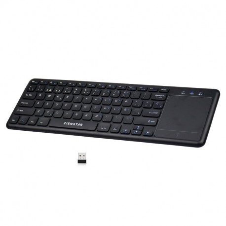 Zienstar - 2.4Ghz Teclado Inalámbrico con Touchpad, All-in-One Media Ultra-slim Teclados con Ratón Tactil para PC Windows, Co