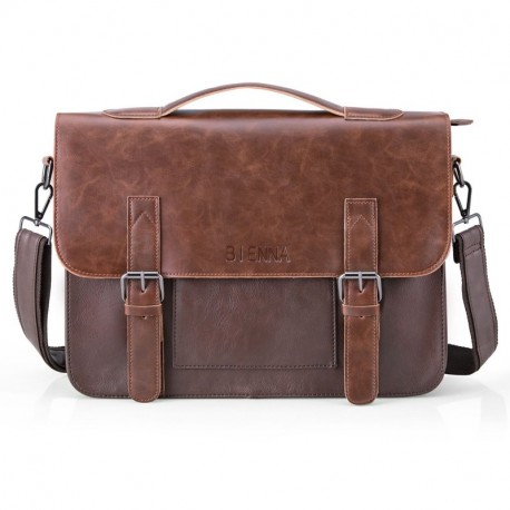 XY-shell Cuero Bolso de Mensajero Hombre La Bolsa Bandolera PU Retro estilo Bolso de Crossbody 14 Pulgadas Bag Messenger Ajus