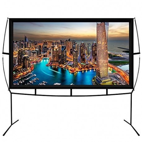 KHOMO GEAR Pantalla Grande para Proyector con Base Uso Interior y Exterior 230 x 200 cm - 100 Pulgadas - TV Projector Screen