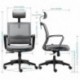 INTEY Silla de Oficina, Silla Ergonómica, Ajustables Reposacabezas y Soporte Lumbar, Malla Transpirable, Instalación Modular,