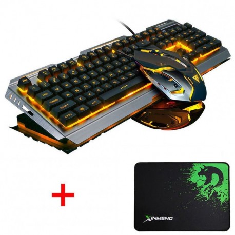 LexonElec Juego de ratón para juegos con teclado combinado con cable V1 LED retroiluminado Multimedia USB Teclado de juego Me