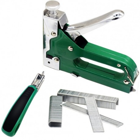 Grapadora manual Clavadora Pistola de grapas Kit Heavy Duty Staple Remover madera Cubierta de tapicería 900 piezas de grapas