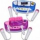 deAO Karaoke Infantil Dúo Conjunto de 2 Micrófonos con Soporte de Pie, Amplificador, Puerto Externo y Luces LED Rosa 