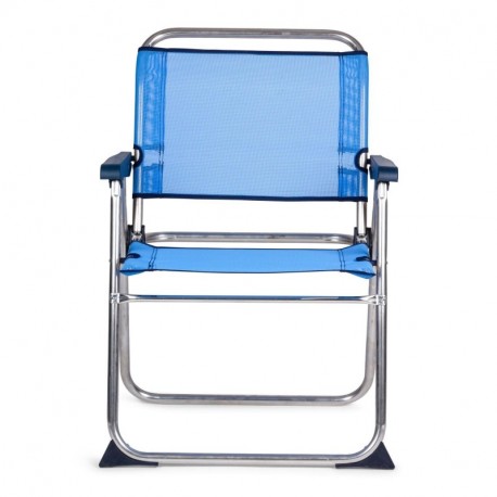 SOLENNY - Silla marinera plegable para playa de aluminio, tejido textiline transpirable en color azul