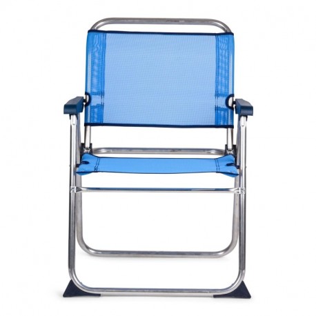 SOLENNY - Silla marinera plegable para playa de aluminio, tejido textiline transpirable en color azul