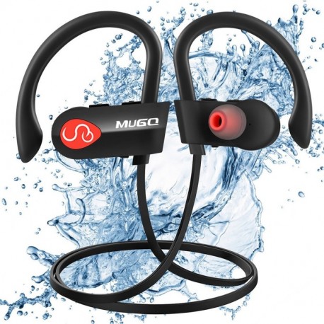 Auriculares Bluetooth, Mugo Ipx7 Impermeable Auriculares Inalambricos Deportivos con Micrófono Integrado y Manos Libres, Canc
