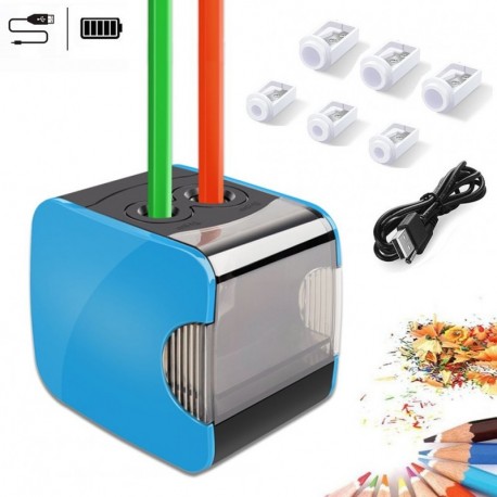 Sacapuntas de lápiz eléctrico, Oladwolf Sacapuntas automático pencil sharpener con dos agujeros, Batería de sacapuntas USB co
