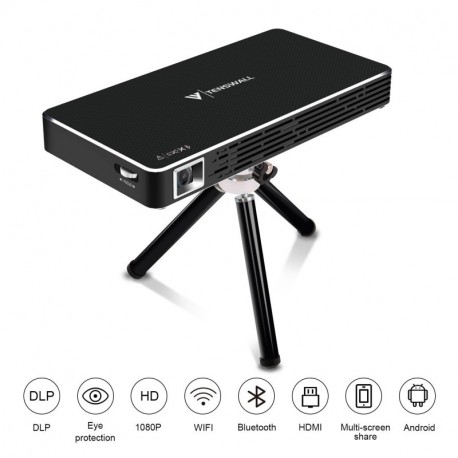 Mini Proyector, Tenswall Portátil DLP Video Proyectors Android 7.1 Pico Projector 1080P Full HD Home Cinema, Entrada HDMI a S