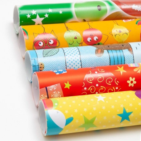 5 Rollos Papel de Regalo 200 x 70 cm Infantil 