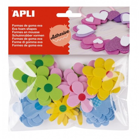 APLI - Bolsa formas EVA adhesiva estampada formas flor, 40 uds