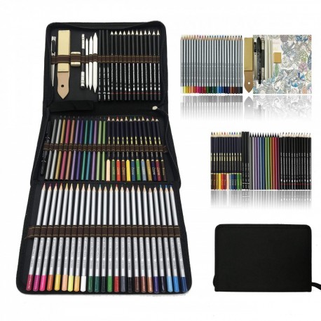 Profesional Lápices de colores Conjunto de Dibujo Artístico,lapiz dibujo y Bosquejo Material Set,Incluye lápices metálicos,ac