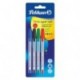 Pelikan 804585 Bolígrafo stick Super Soft, 4 unidades, color azul, negro, verde, rojo