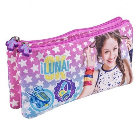 Estuche escolar Niña Disney Soy Luna - Bolsa portatodo para lapices con estrellas blancas - Practico estuche portatodo para l