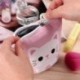 BTSKY Bolsa Estuche para Lápices Desplegable Hacia Bajado con Dibujo de Gato Encantador Bolso de Lápices Contráctil con Crema