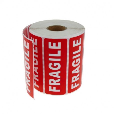 BeMatik - Rollo Bobina de 1000 Etiquetas Adhesivas para envíos de Paquetes frágiles 89x32mm