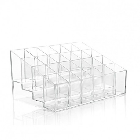 Soporte con 24 ranuras para maquillaje, para 25 pintalabios, de acrílico transparente, organizador de cosméticos, maquillaje,