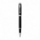 Parker IM - Set de 2 piezas con pluma estilográfica y bolígrafo roller, color negro con adornos cromados