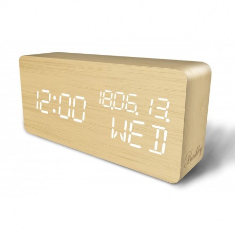 Bashley Despertador Digital, Reloj de Madera LED Que Muestra la Temperatura y la Humedad