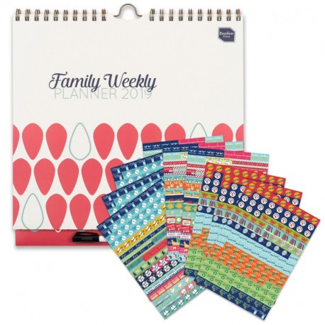 Boxclever Press 2019 Family Weekly Planner. Calendario de pared familiar con paquete de pegatinas. Semana vista con columnas 