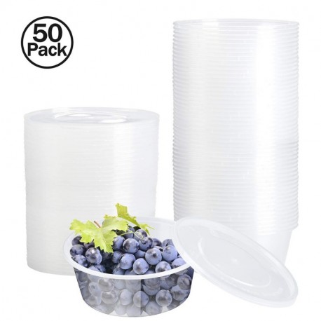 contenedor comida,envases plastico,envases desechables,50 x 300ml Contenedores de plástico Envases de plástico con tapa para 