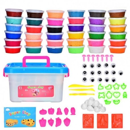 Arcilla Seca al Aire 36 Colores Cozywind DIY Slime Kit para Niños No Tóxico Arcilla Ultra Ligero Regalo Creativo Educativo Ju