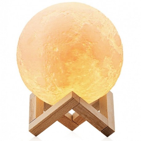 ChillHil Lampara de Luna LED 3D Moon Lamp - Recargable por USB 15cm, 3 Colores, Lamparas Infantiles niña/niño/Bebe de Mesa 