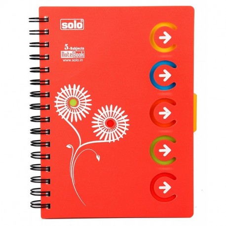 Solo Cuaderno con espiral, 5-sujetos Colegio dictaminó 70 gsm Diario A5 escritura Notebook - Color disponible