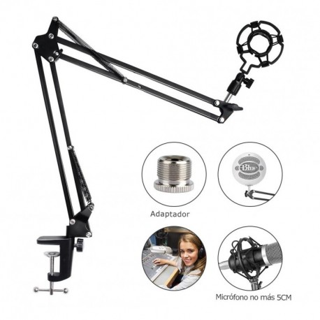 Soporte Micrófono Brazo con Araña,para Snowball Blue Yeti Microfono de pie Universal más de 45 mm para Mesa Estudio de Grabac