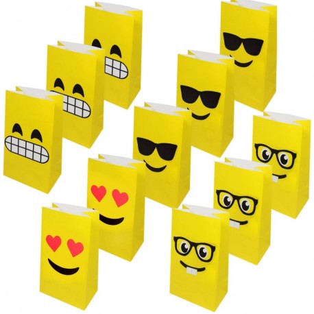 36 Bolsas de Regalo de Emoji - Bolsas Detalles y golosinas Ideal para Navidad Fiestas y cumpleaños, Eventos con niños y en el