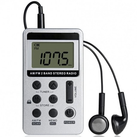 YZCX Radio Pequeña Portatil, Mini Radio de Bolsillo Pocket Am/FM 2 Bandas de Radio Estéreo DSP Digital Tuning Receptor con Pa