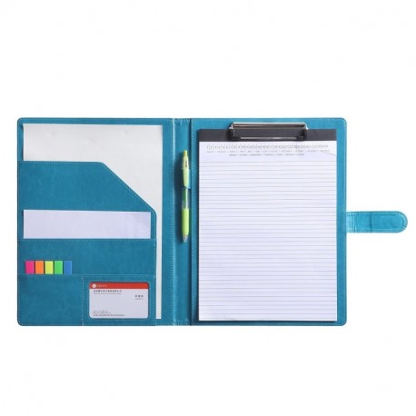 Carpeta archivadora para hojas de tamaño estándar A4. Bloc de notas con bolsillo interior, color Turquiose