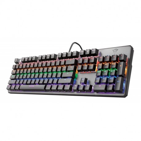 Trust Gaming GXT 865 Asta - Teclado mecánico Gaming interruptores Respuesta rápida, 8 Modos de Color, 11 Teclas Multimedia 