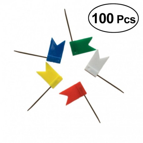 nuolux 100 unidades Pegatinas de banderas markier banderitas, tarjeta Bandera Push Pins agujas Etiquetado chinchetas para mar