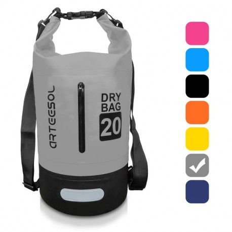 BKSTONE Bolsa Impermeable, Dry Bag/Mochila acuática/Mochila Seca/Ideal para Kayak, Canoa, Pesca Gris, 5L 