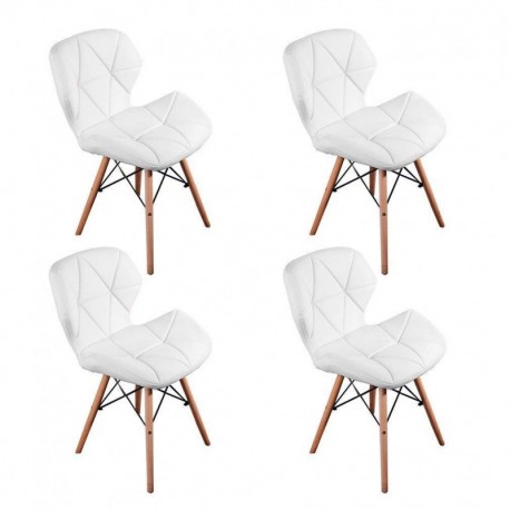 Naturelifestore-Pack de 4 Cecilia Eiffel Millmead Inspirado Silla PU Retro Blanco Comedor Silla Oficina Silla Lounge, Maripos