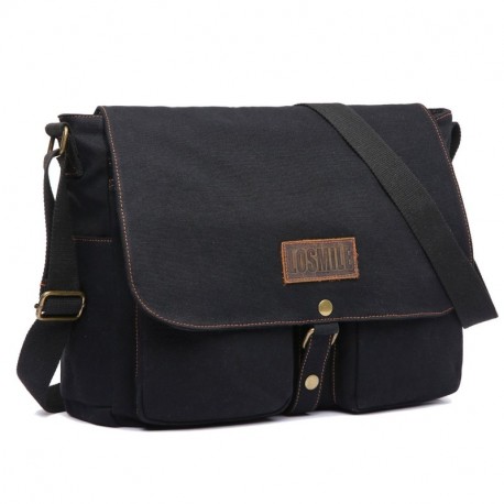 LOSMILE Hombres Bolsos bandolera Lona Bolsa de Mensajero 15.6" Bolsas para portátil Maletines Bolsa de Ordenador Bolsas escol