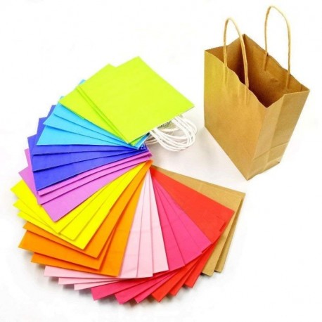 JZK 30 Piezas Bolsas Papel Kraft Multicolor Con Asas Para Niños Regalos Boda Cumpleaños Navidad Fiesta Compras Alimentos