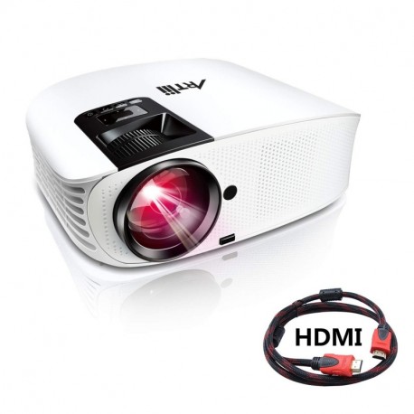 Artlii Proyector HD, Home Cinema Proyectores LED 3500 Lúmenes, Soporte 1080p Full HD, HDMI x 2, AV, USB, VGA, SD Conexiones, 