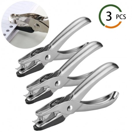 FOGAWA 3pcs Perforadora papel hecha a mano del agujero del metal de para el pequeño trabajo del papel, 1 agujero, 8 páginas p