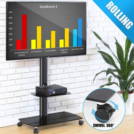 FITUEYES Soporte Móvil de Suelo con Estante para TV LCD LED 32-65 Pulgadas TT206503GB