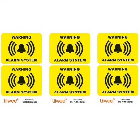 Tiiwee Etiquetas de Alarma de Seguridad para el Hogar - Amarillo - Doble protección UV - Extra laminadas - tamaño 60mm x 45mm