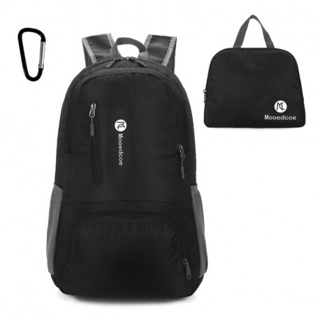 Mooedcoe 35L Mochila Senderismo Plegable Mochilas de Ligero Deporte Viaje Impermeable Pequeña Negro 