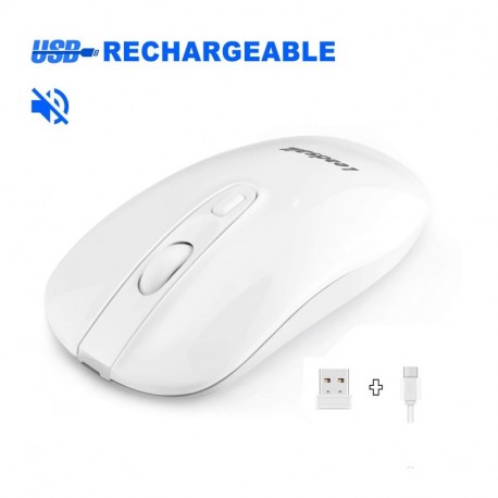 LeadsaiL Raton Inalámbrico Recargable Portatil, Ratones Ordenador Portatil Silencioso,2.4G Wireless Mouse Ergonómico con Rece