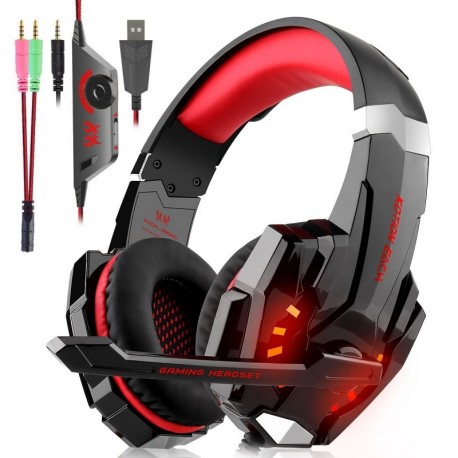 Auriculares Cascos Gaming Con Cable - Micrófono con Reducción de Sonido y Control de Volumen Gaming Headset con Conector jack
