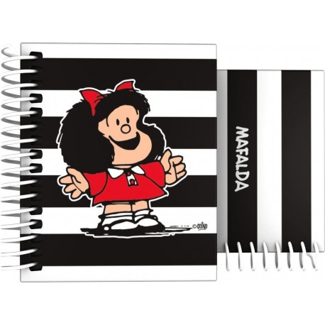 Grafoplás 16531948－Cuaderno Tapa Dura A7, Diseño Mafalda Rayas, 100 hojas cuadriculadas