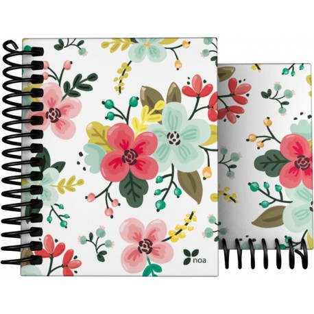 Grafoplás 16531934－Cuaderno de flores con Tapa Dura A7, Diseño Noa, 100 hojas cuadriculadas