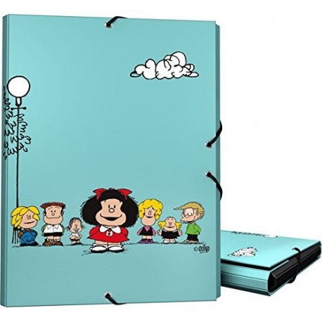 Grafoplás 82401947－Carpeta 3 solapas tamaño folio y cierre con goma elástica, Diseño Mafalda Amigos