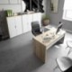 Habitdesign 0F4655A - Mesa Office, Mesa despacho Ordenador Modelo BUC 3 cajones, Color Blanco Artik y Roble Cananadian …