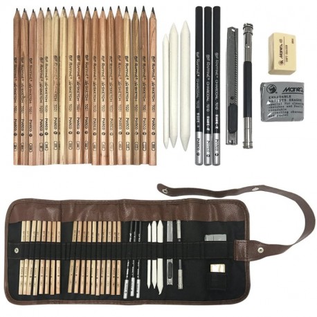 Lápices de Dibujo para Bocetos y Bosquejo, EASEHOME 29 Pieza Set de Dibujo Artista Kit con Lápiz Carbón Grafito Goma Cuchillo